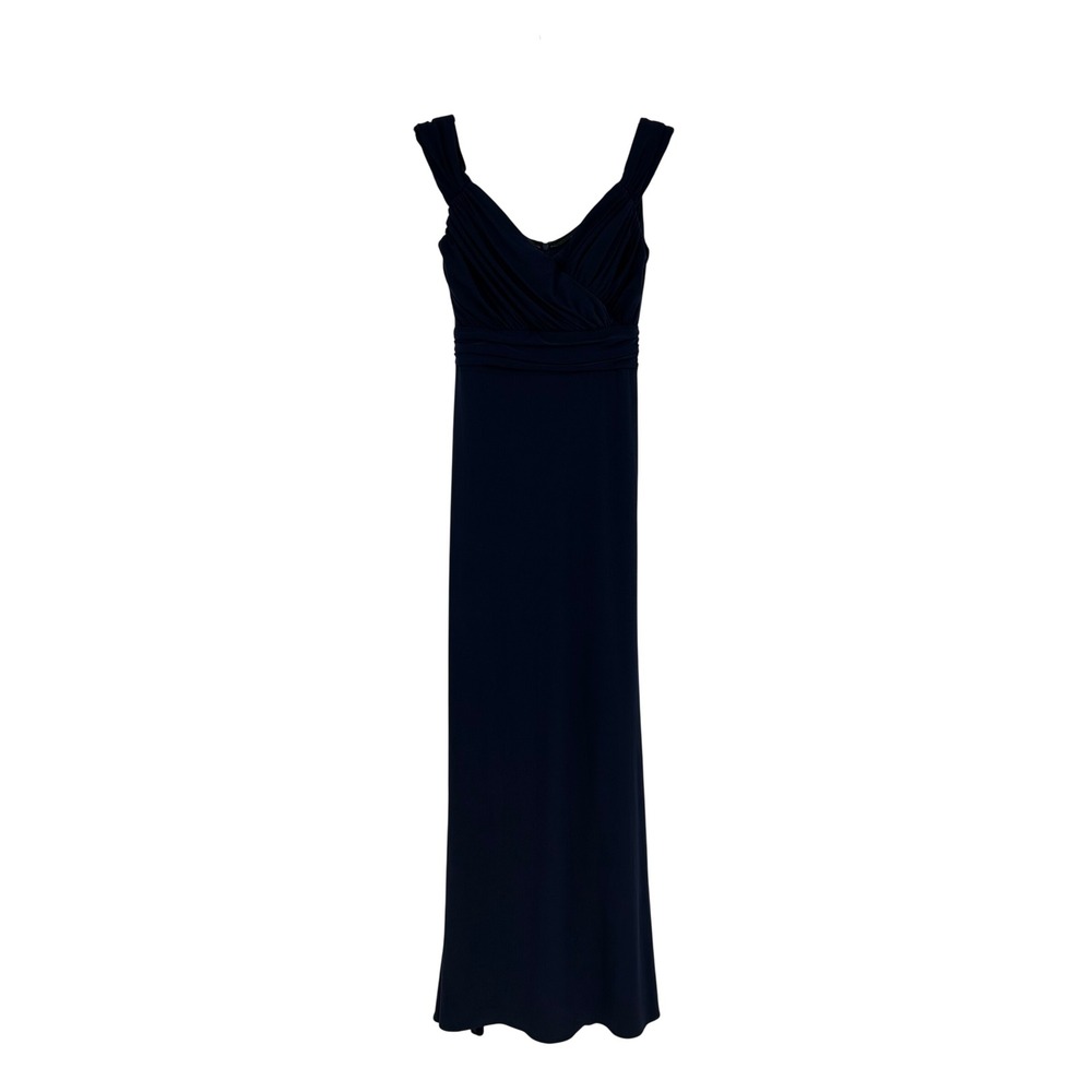 BHLDN Navy Blue V-Neck Pleated Bodice Maxi Formal Dress Size 6 Made in USA